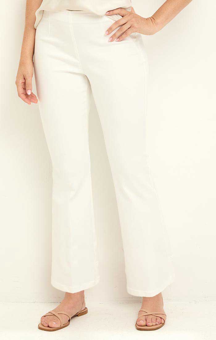 28" Berkeley Boot Jeans in beige and white slim boot leg woven pants by NIC AND ZOE from HCO collection