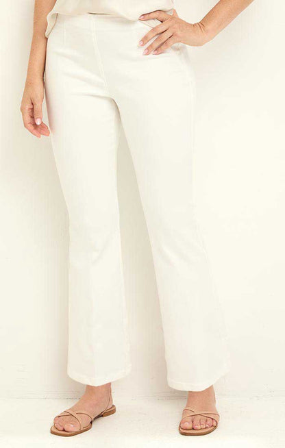 28" Berkeley Boot Jeans in beige and white slim boot leg woven pants by NIC AND ZOE from HCO collection