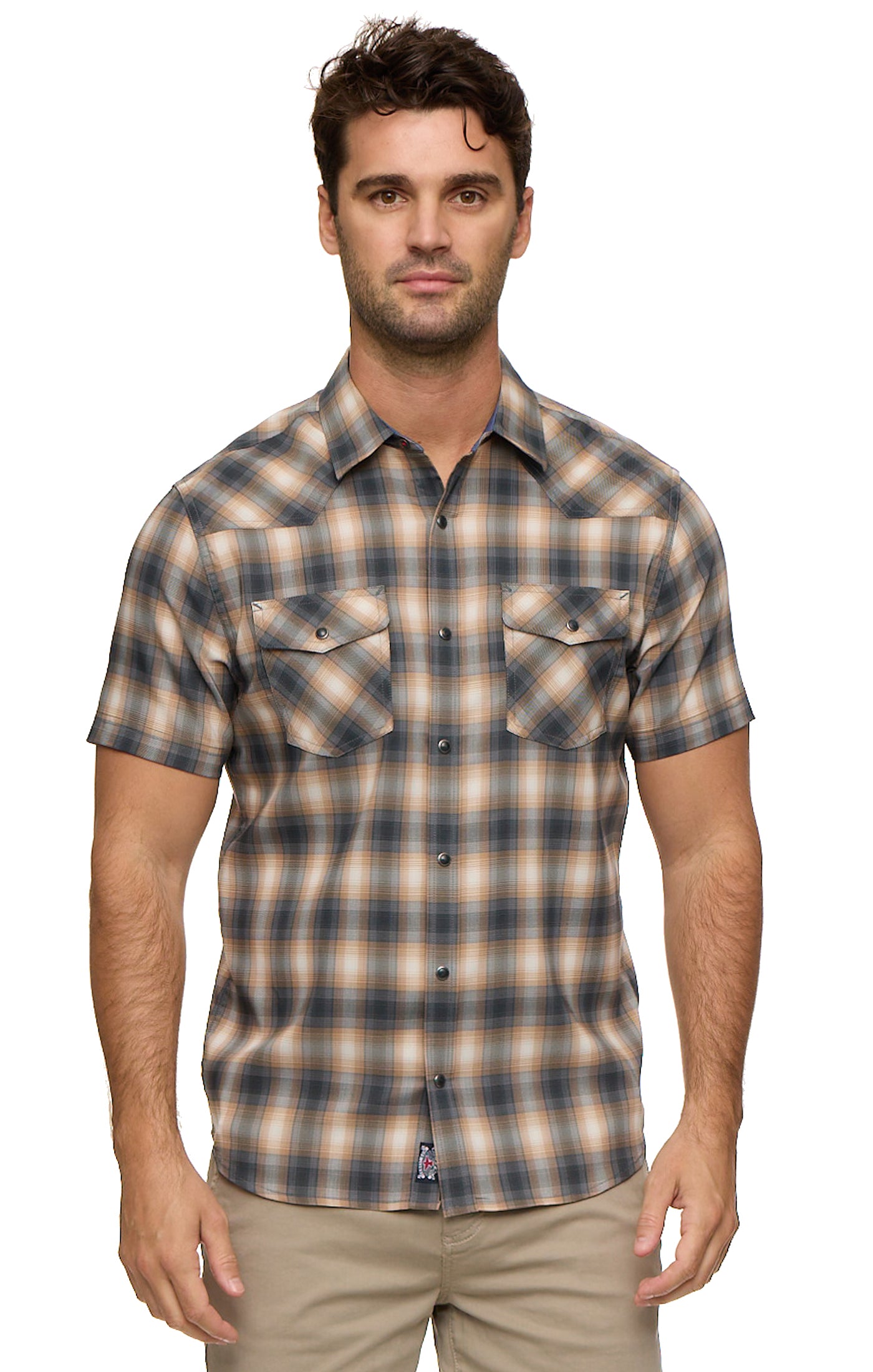 Breckenridge SS Performance Western Shirt in plaid with moisture-wicking fabric by FLAG & ANTHEM