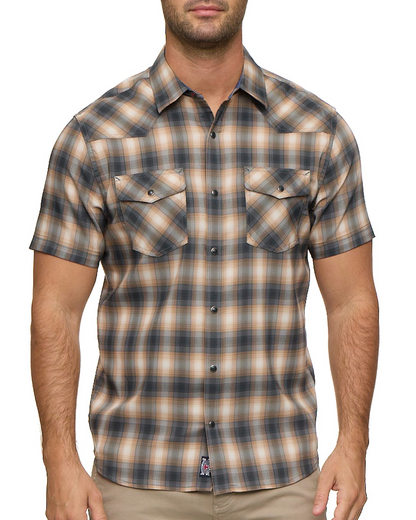 Breckenridge SS Performance Western Shirt in plaid with moisture-wicking fabric by FLAG & ANTHEM