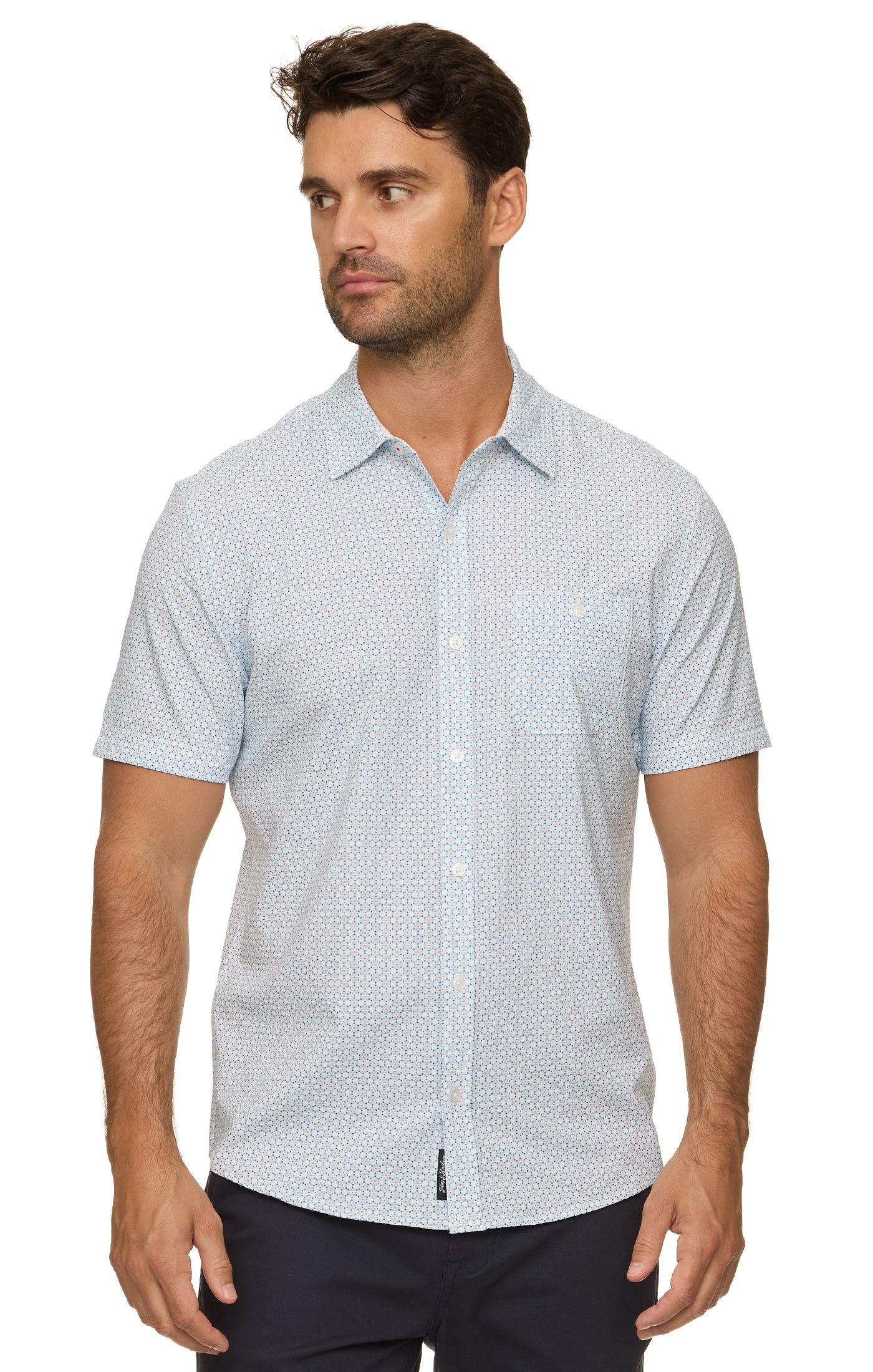 Evanston SS Medallion Print Seersucker Performance Shirt by FLAG & ANTHEM at HCO Fredericksburg