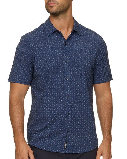 Oakwood SS Floral Print Seersucker Performance Shirt