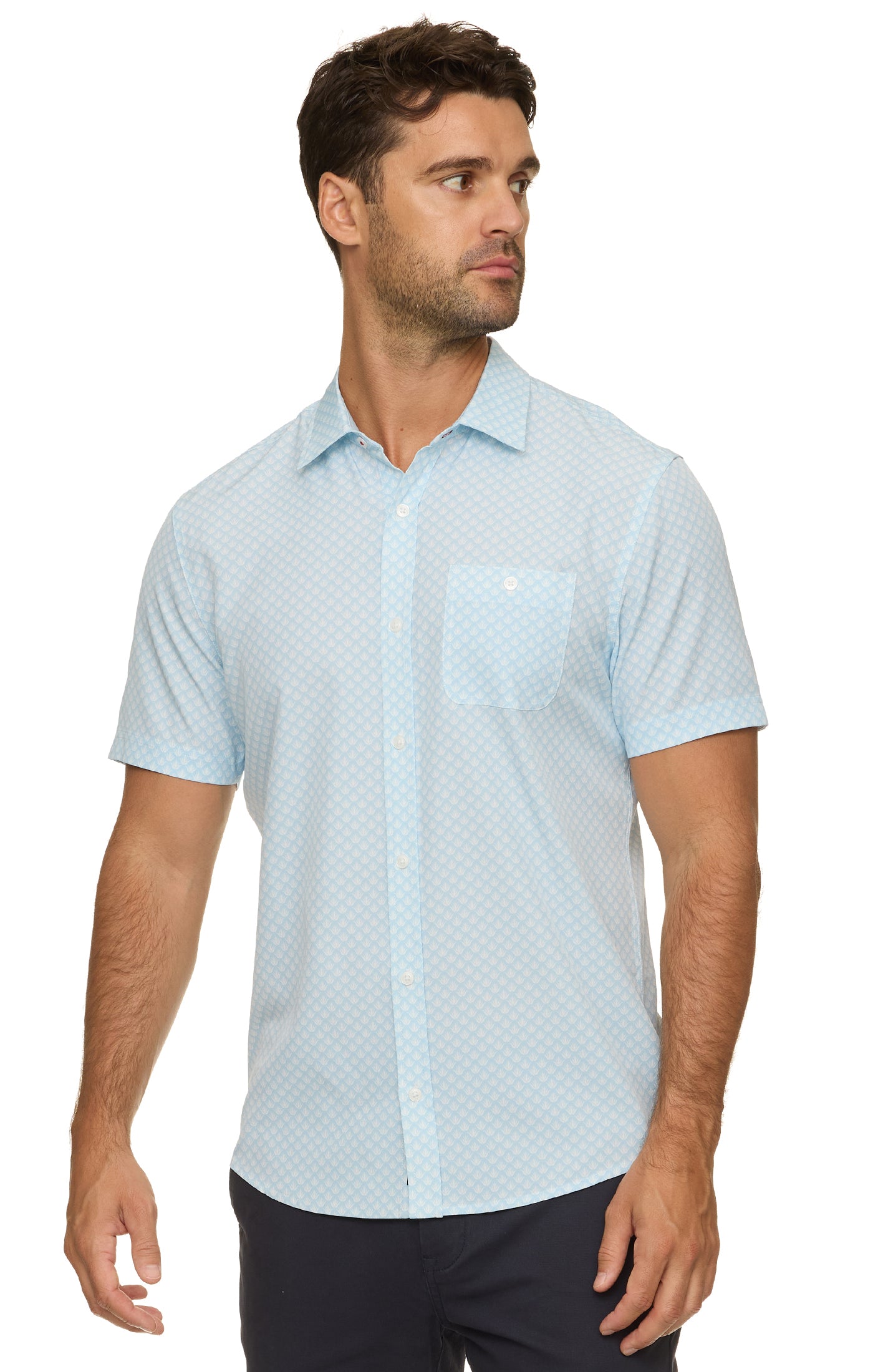 Fridley SS Agave Print Seersucker  Performance Shirt