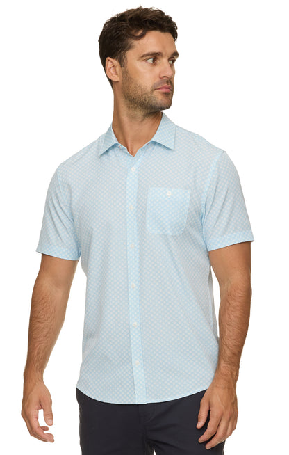 Fridley SS Agave Print Seersucker  Performance Shirt