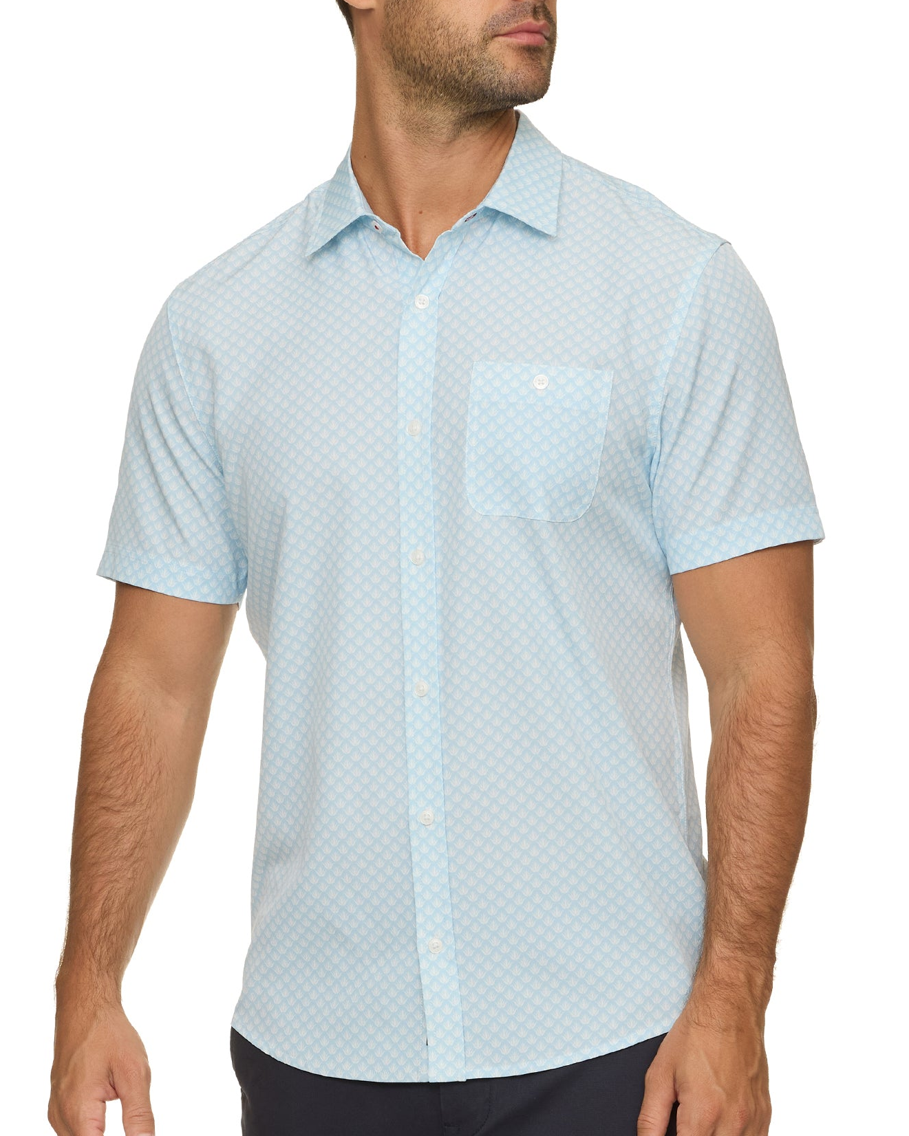 Fridley SS Agave Print Seersucker  Performance Shirt