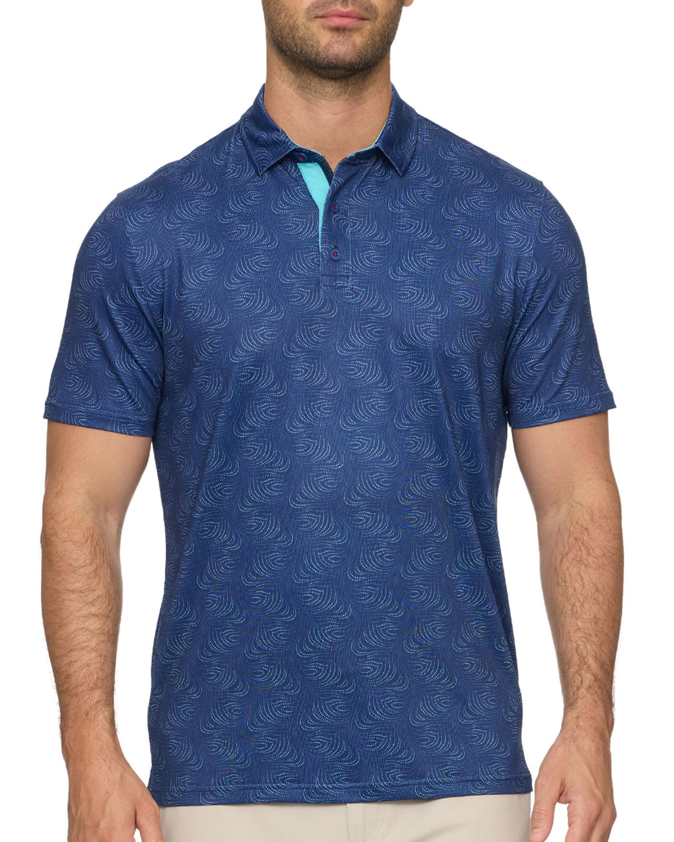 Letona SS Leaf Print SS Performance Polo