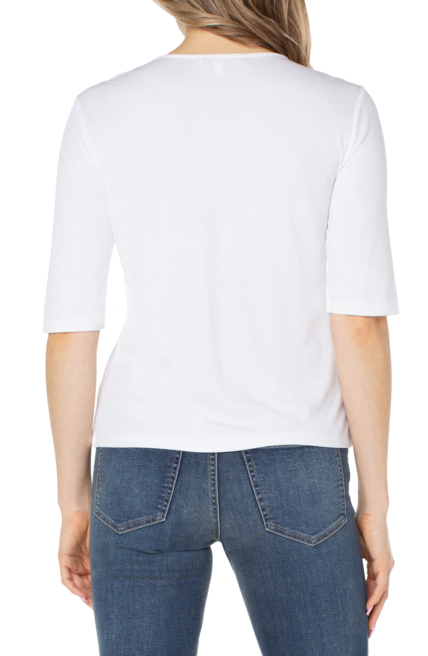 Double Layer V-Neck Rib Knit Top