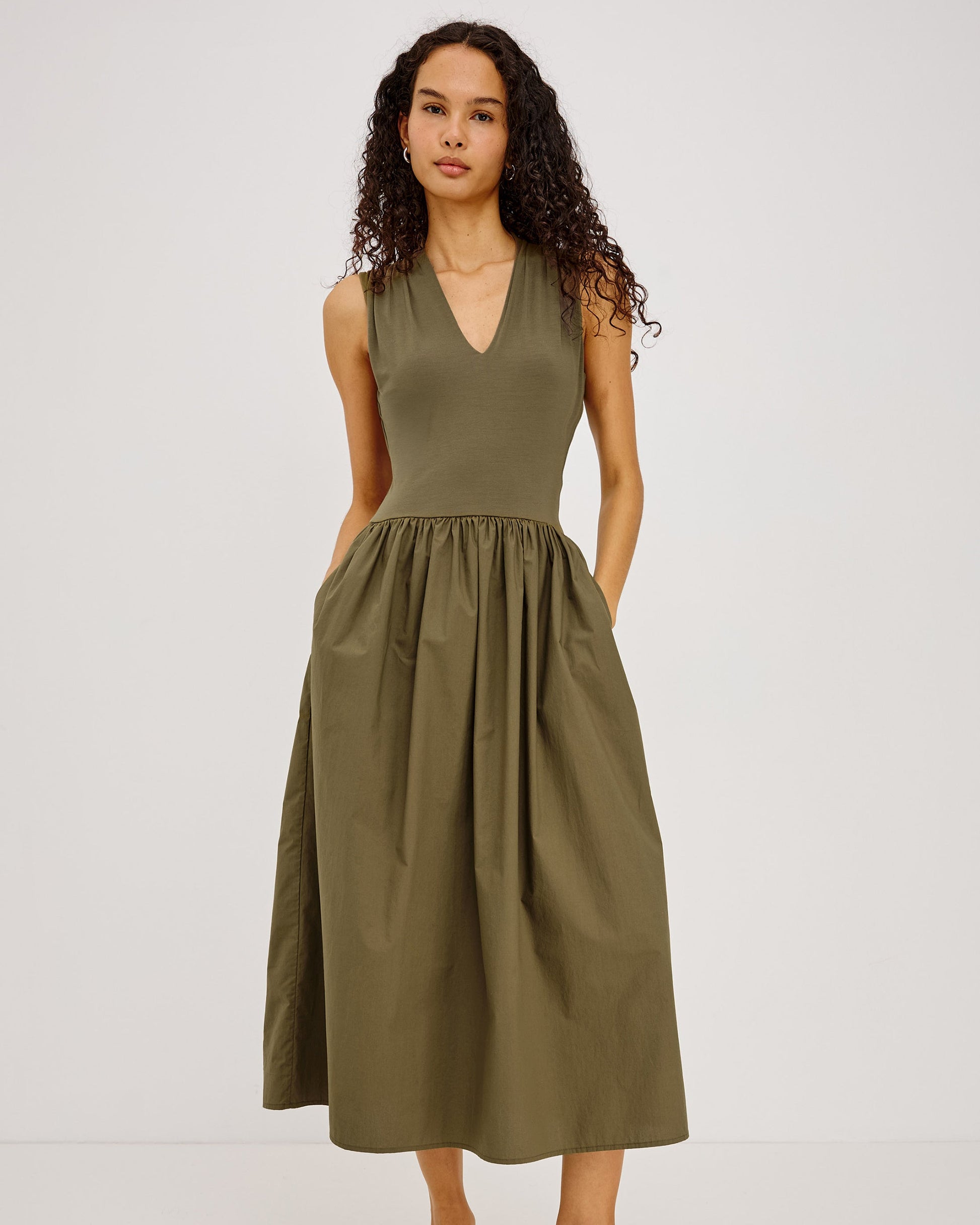 Winnie - Washed Olive sleeveless V-neck dress with pockets by RAILS from Women's Dresses & Jumpsuits
