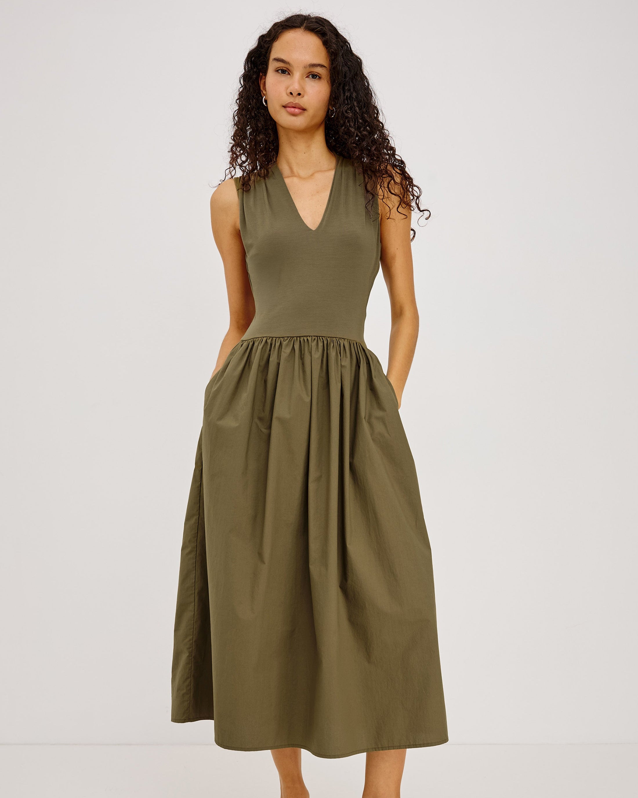 Winnie - Washed Olive sleeveless V-neck dress with pockets by RAILS from Women's Dresses & Jumpsuits