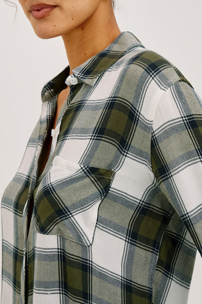 Hunter - Olive Ivory plaid long sleeve shirt by RAILS from Women’s Long Sleeve Shirts collection