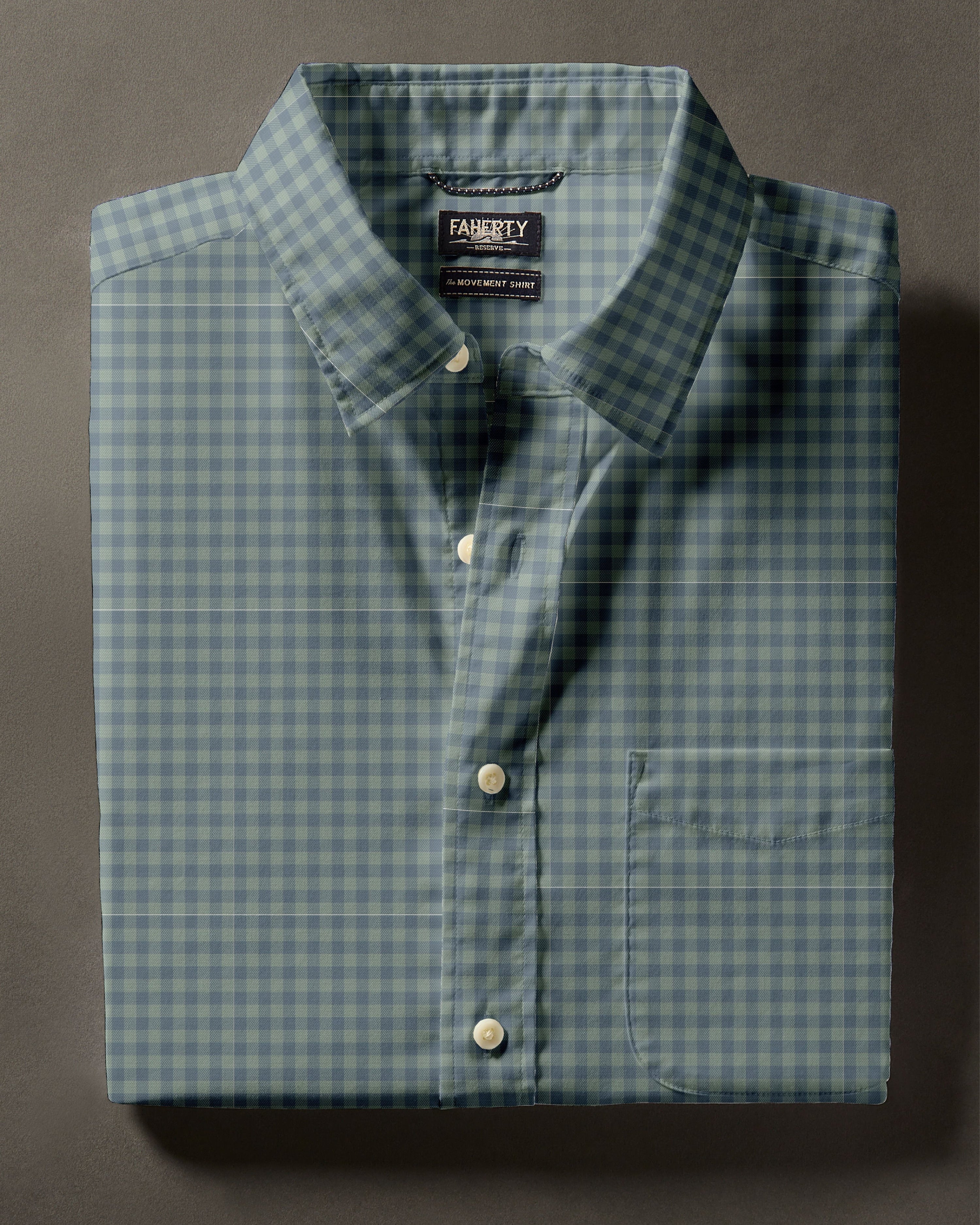 The Movement Shirt - Forest Lagoon Check by FAHERTY, men's checkered shirt