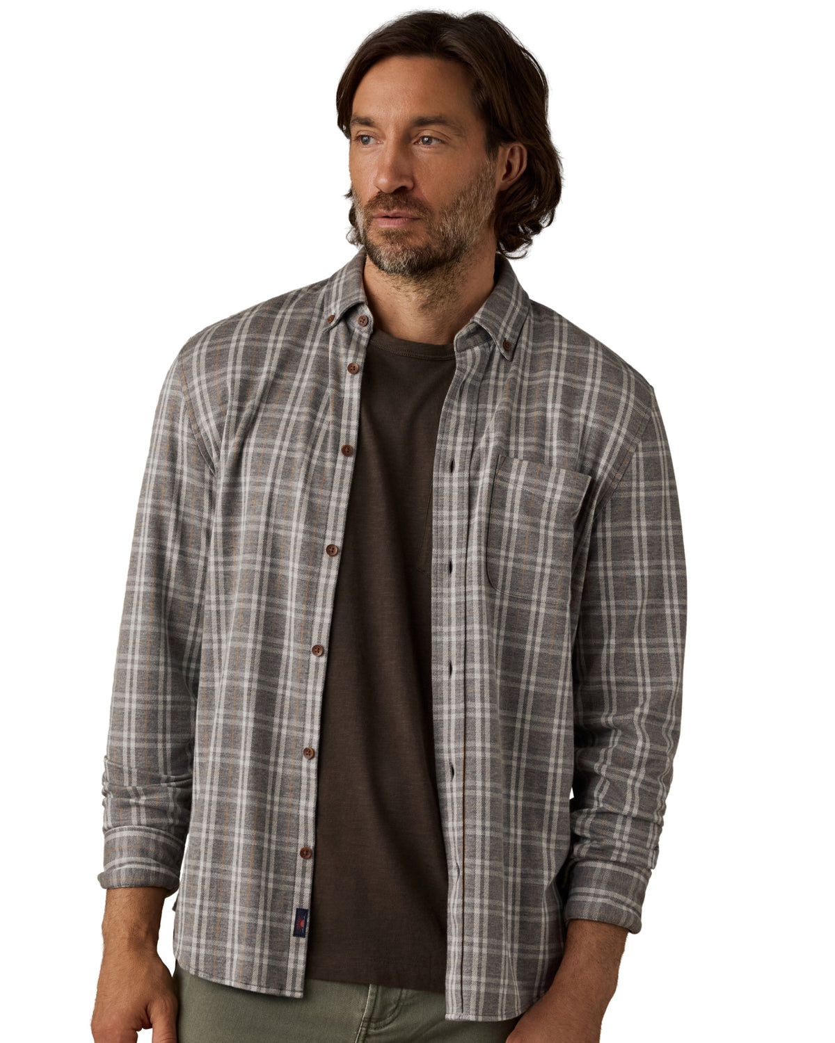 Coastline Knit Shirt - Grey Cloud Plaid