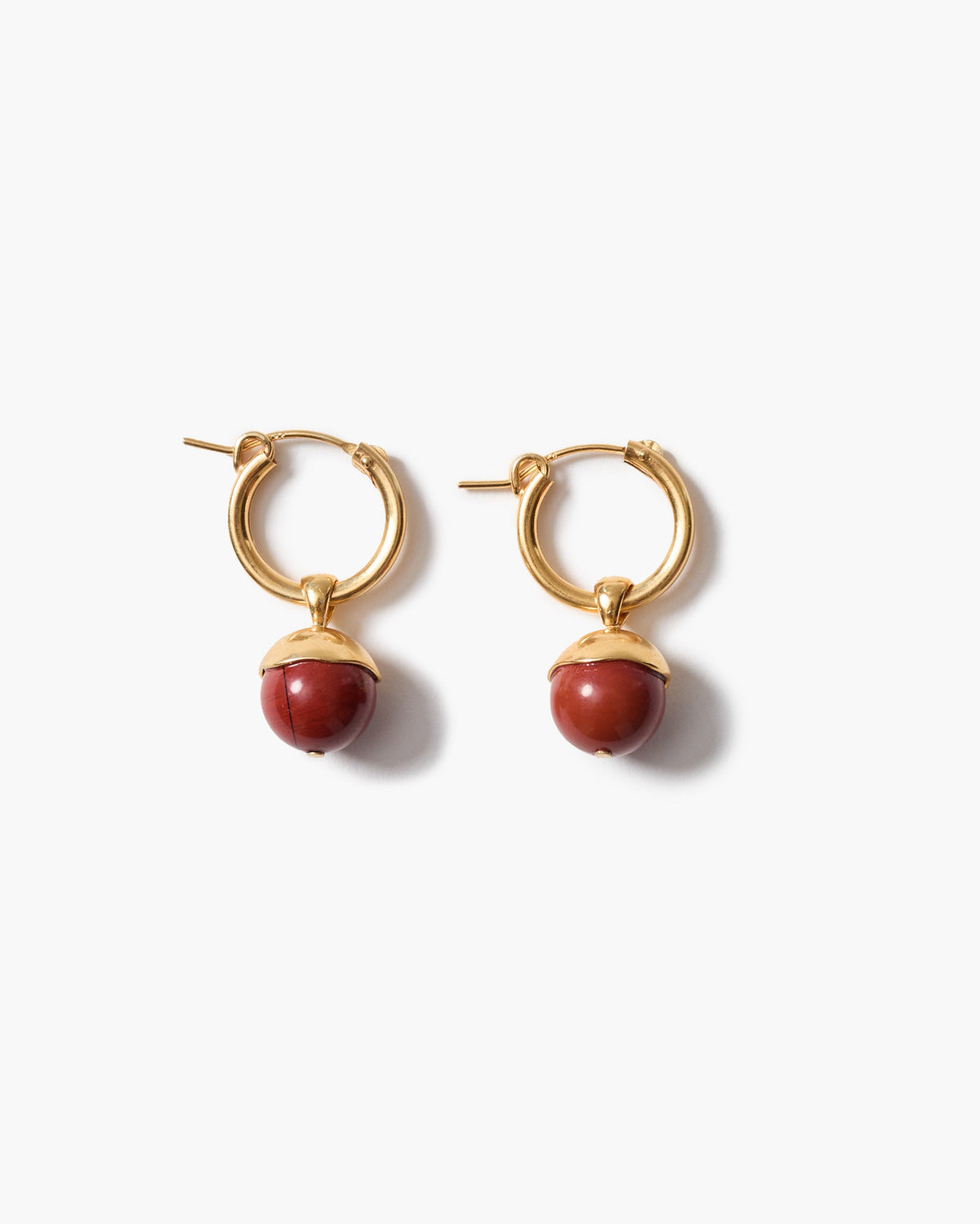 Bell Hoop Earrings - Red Jasper