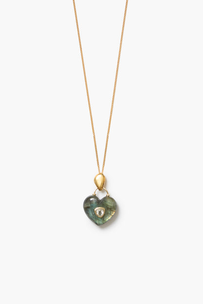 Heart Locket Necklace - Labradorite