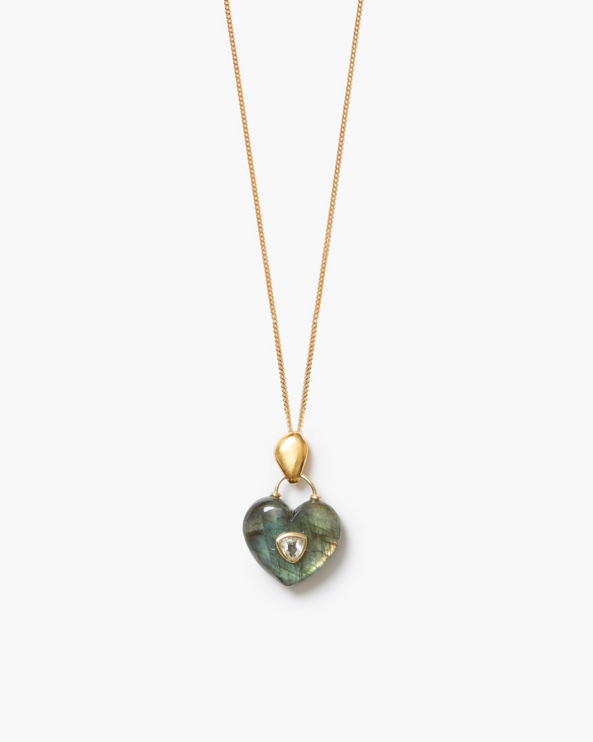 Heart Locket Necklace - Labradorite
