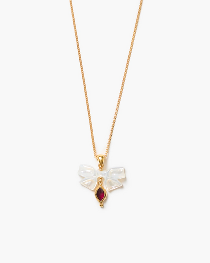 Bow Necklace - Garnet