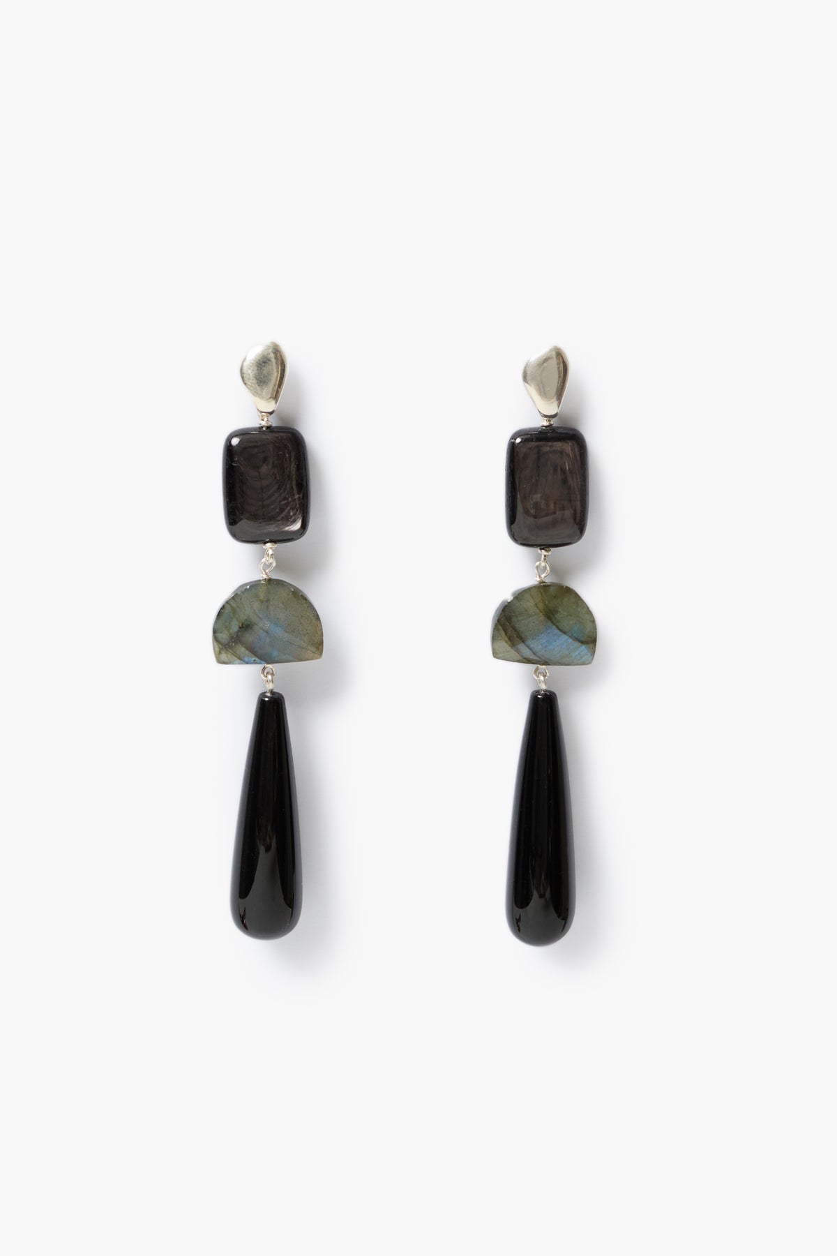 Quadra Drop Earrings - Black Agate