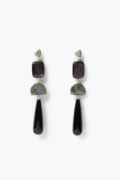 Quadra Drop Earrings - Black Agate