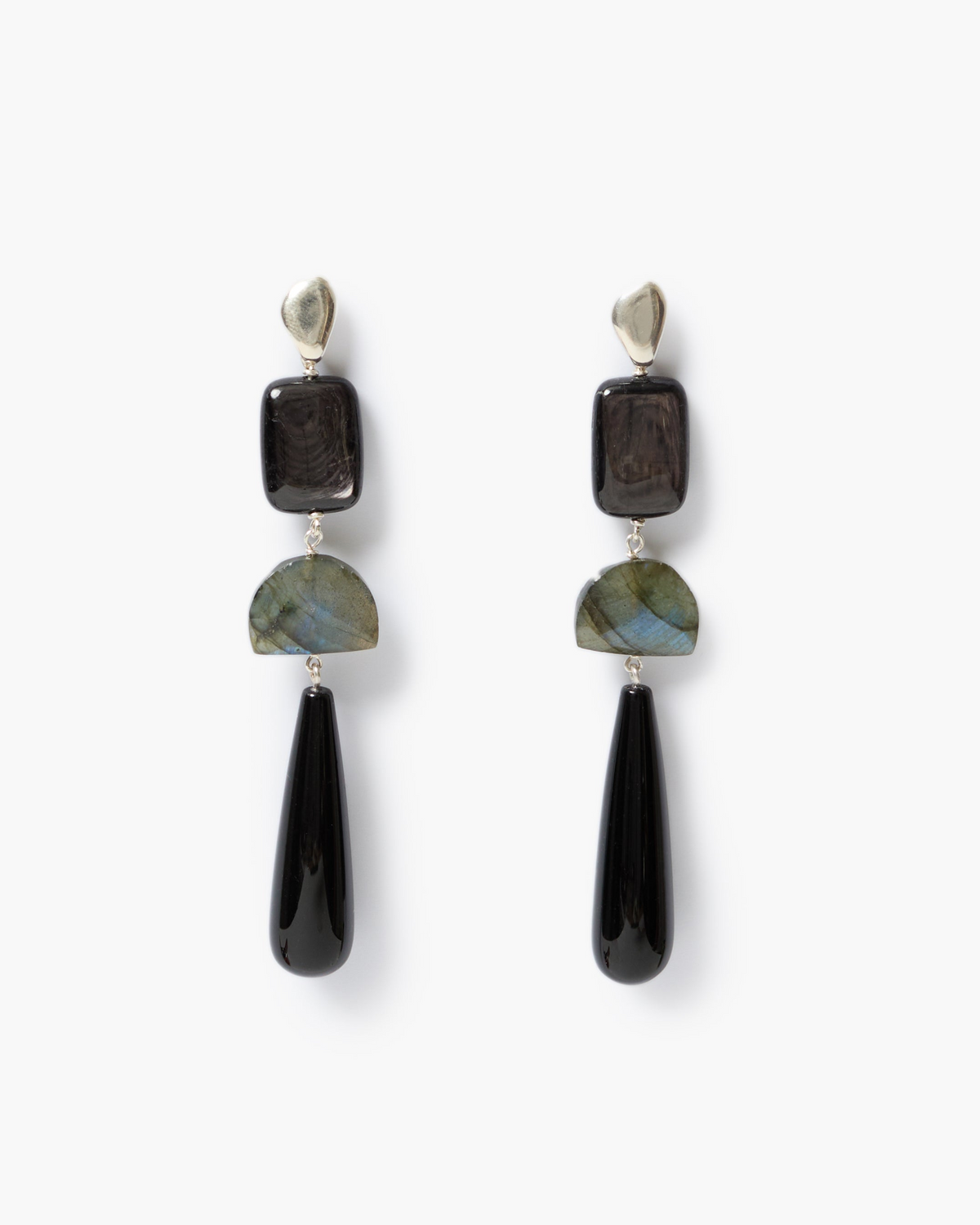 Quadra Drop Earrings - Black Agate