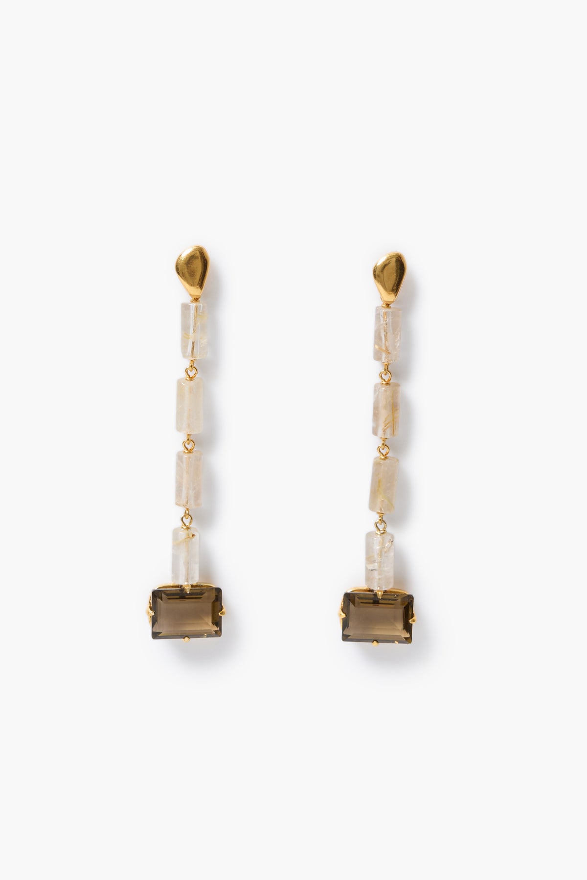 Pharaoh Drop Earrings - Rutilated Quartz