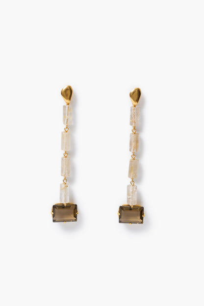 Pharaoh Drop Earrings - Rutilated Quartz