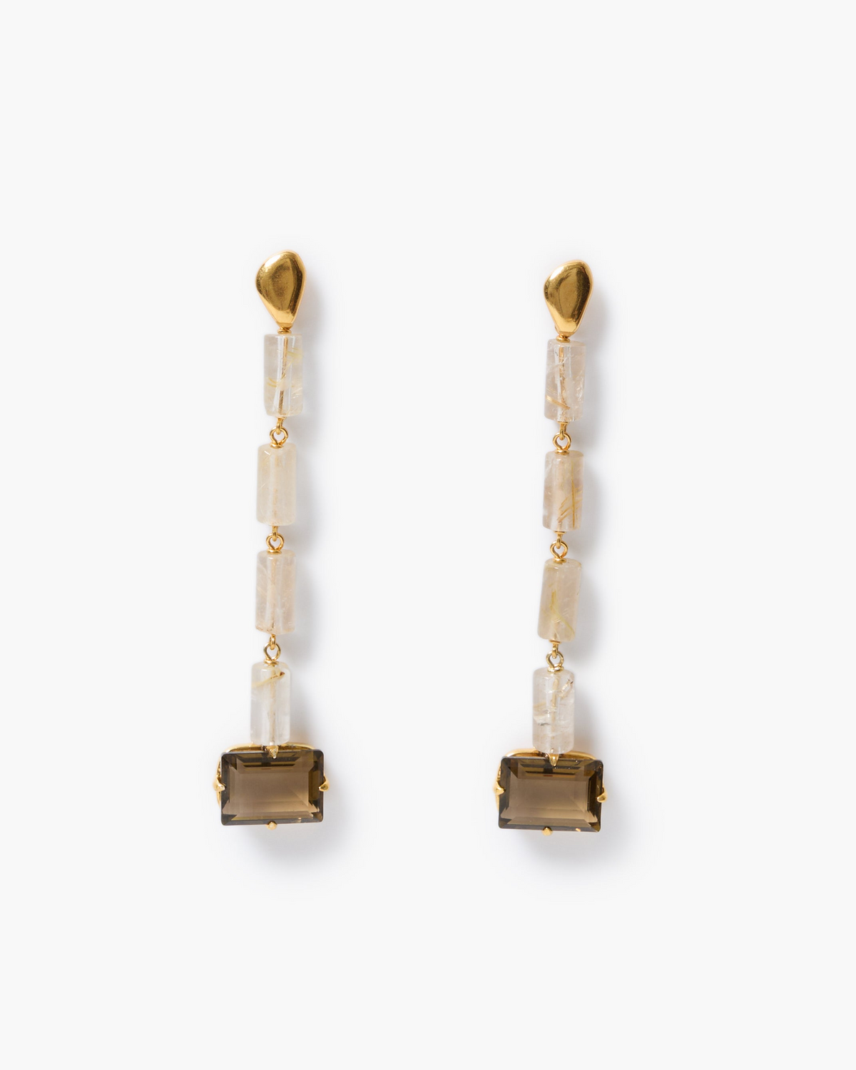 Pharaoh Drop Earrings - Rutilated Quartz