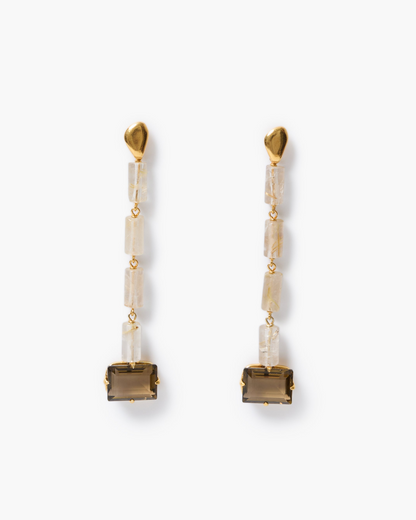 Pharaoh Drop Earrings - Rutilated Quartz