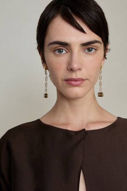 Pharaoh Drop Earrings - Rutilated Quartz