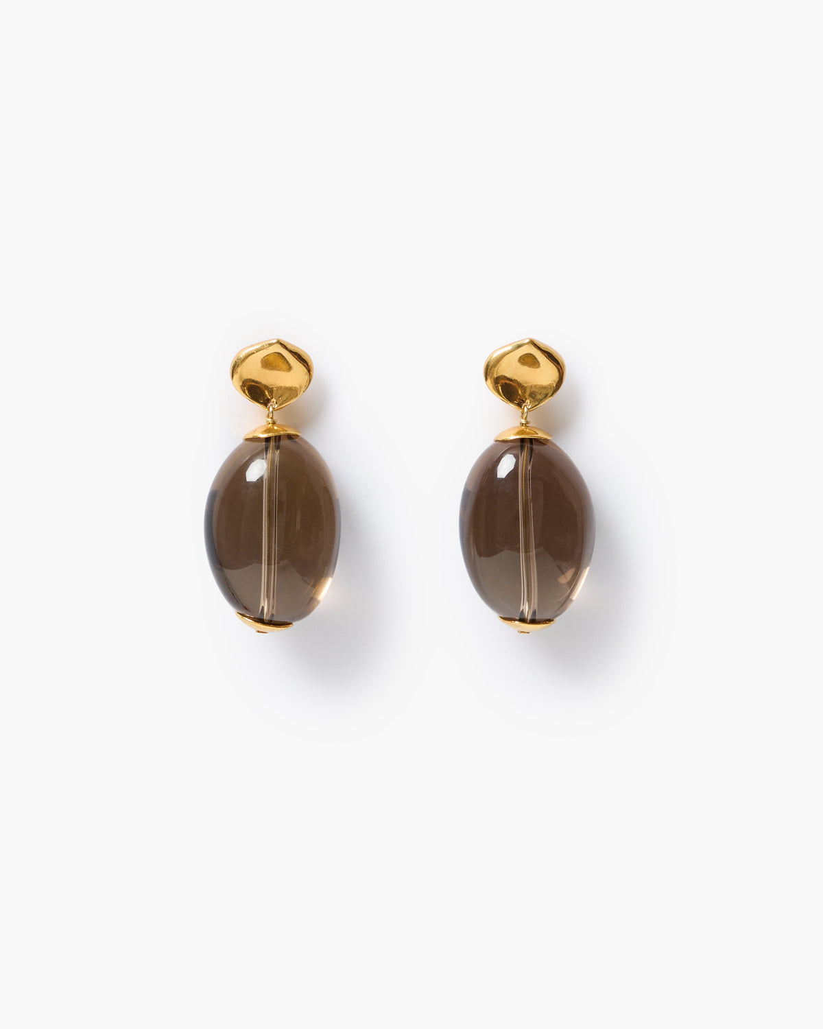 Ellipse Drop Earrings - Smokey Quartz