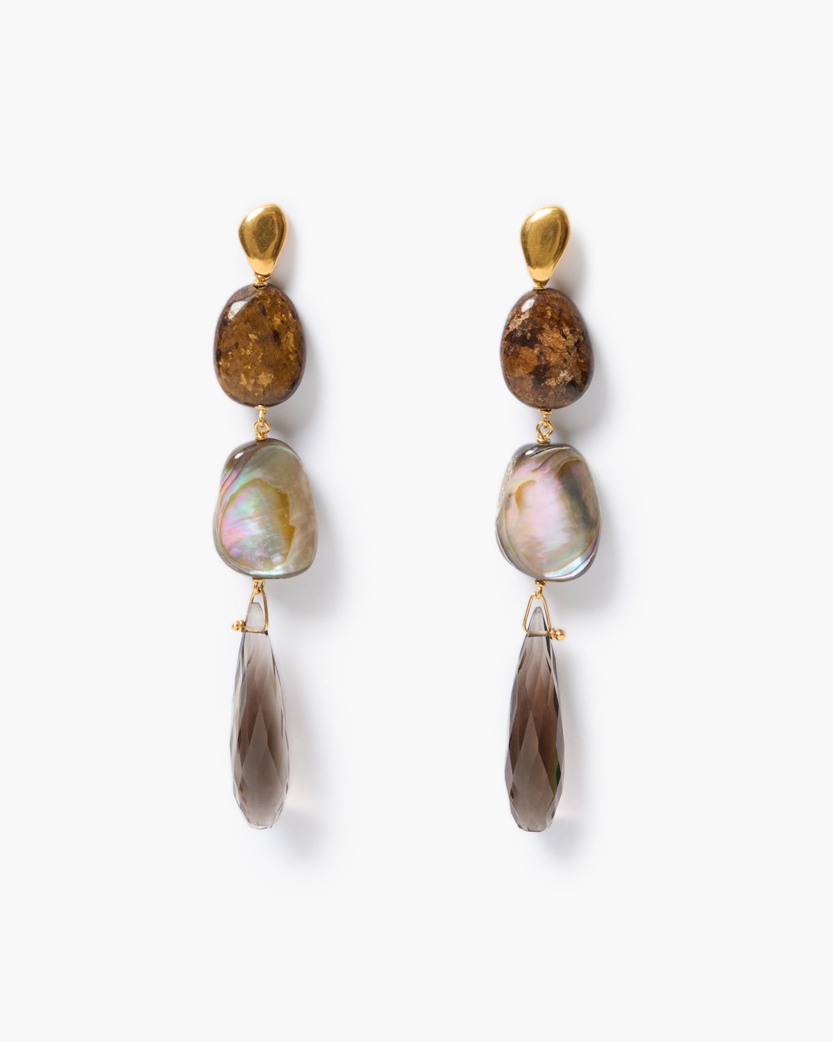 Quadra Drop Earrings - Smokey Quartz