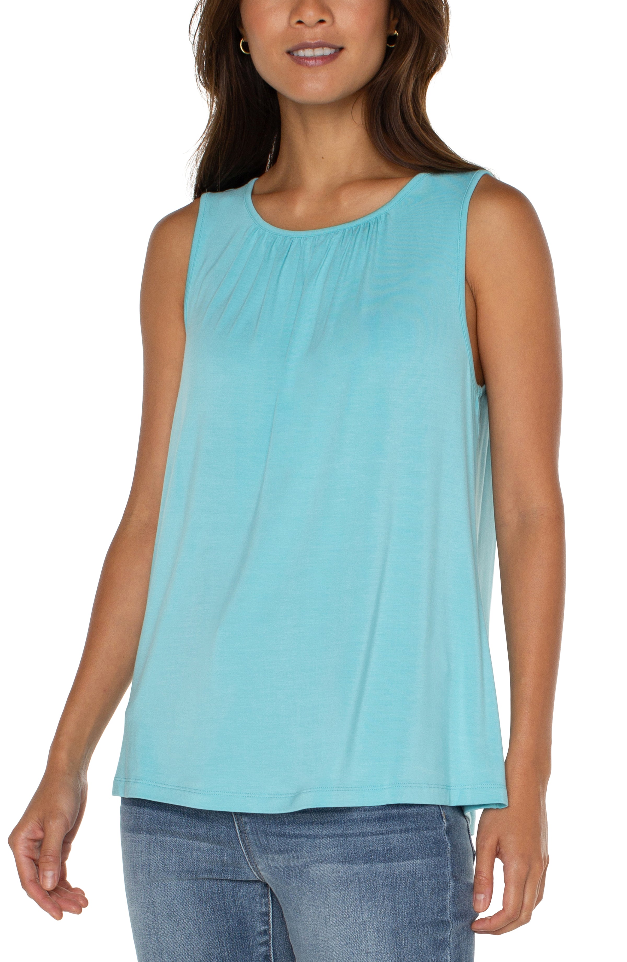 A-Line Sleeveless Knit Top W/ Keyhole