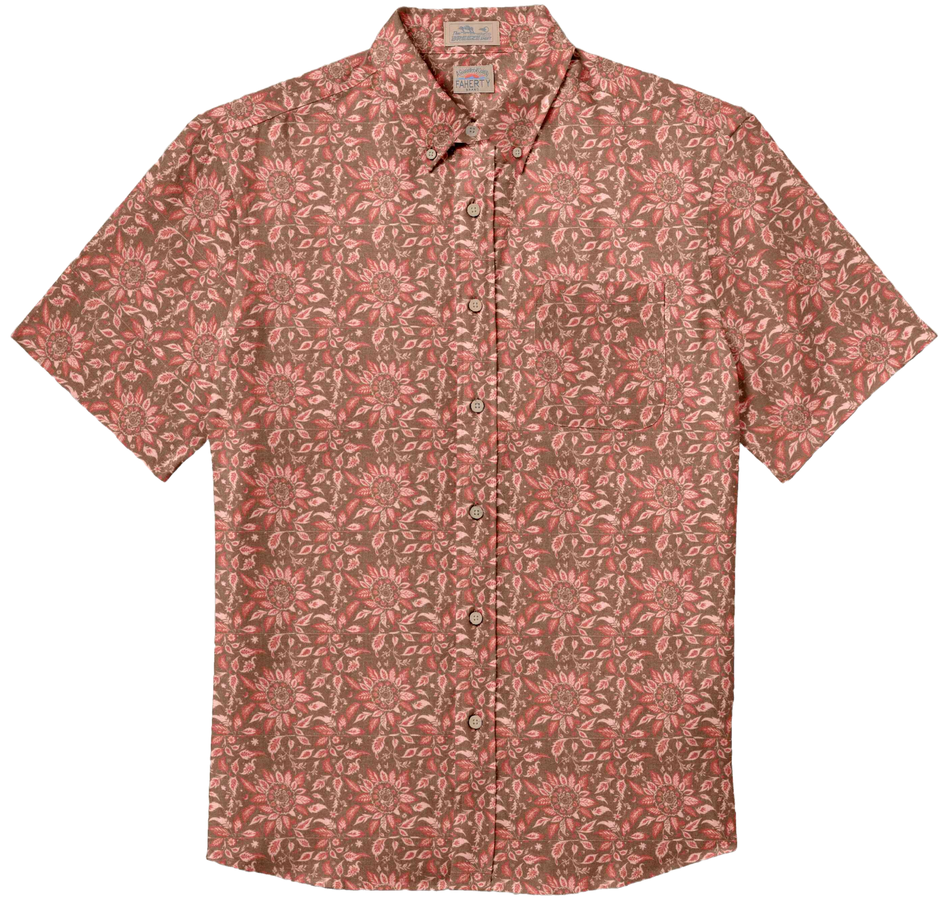 SS Breeze Shirt - Rose Island Floral, lightweight breathable linen men's short sleeve by FAHERTY