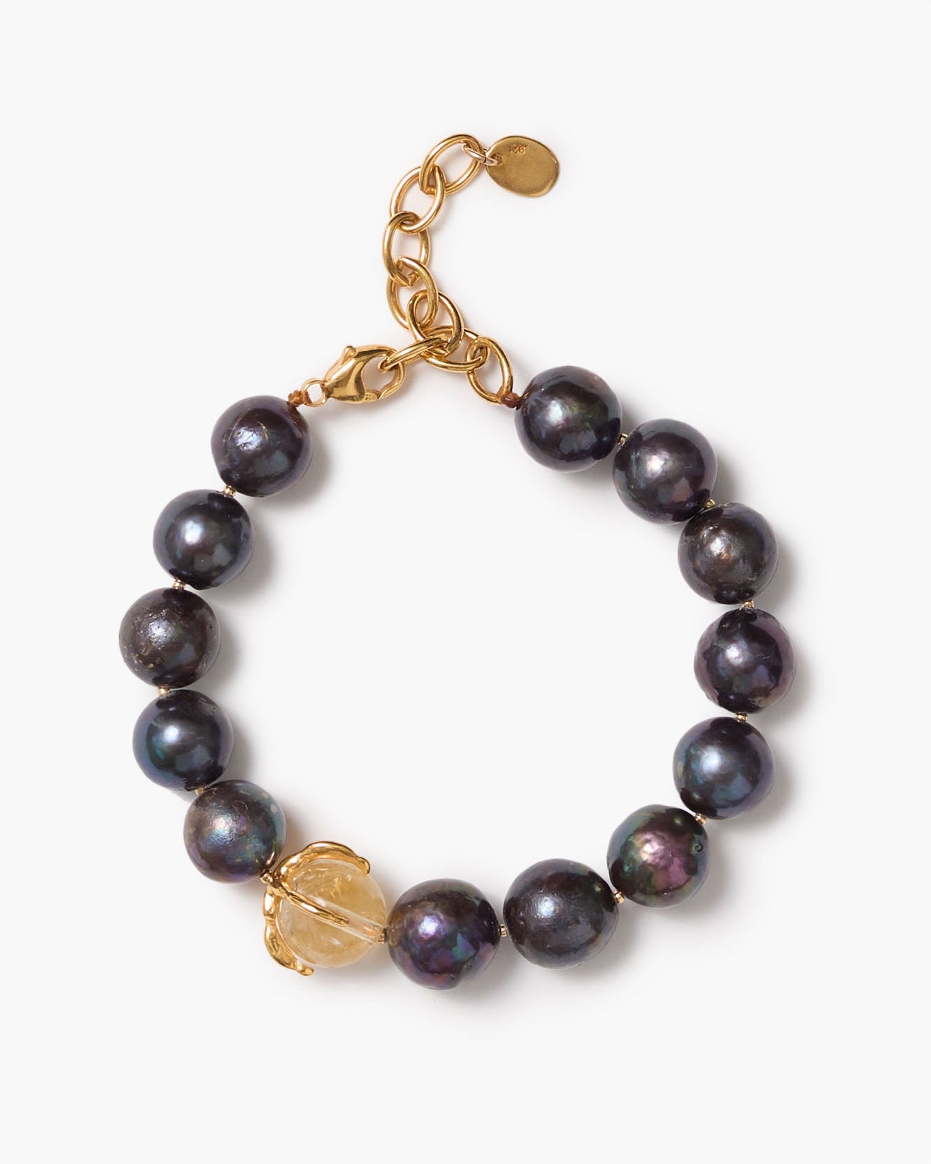 Bg-6286 18K gold plated bracelet with peacock freshwater pearls and citrine, CHAN LUU Women's Jewelry HCO