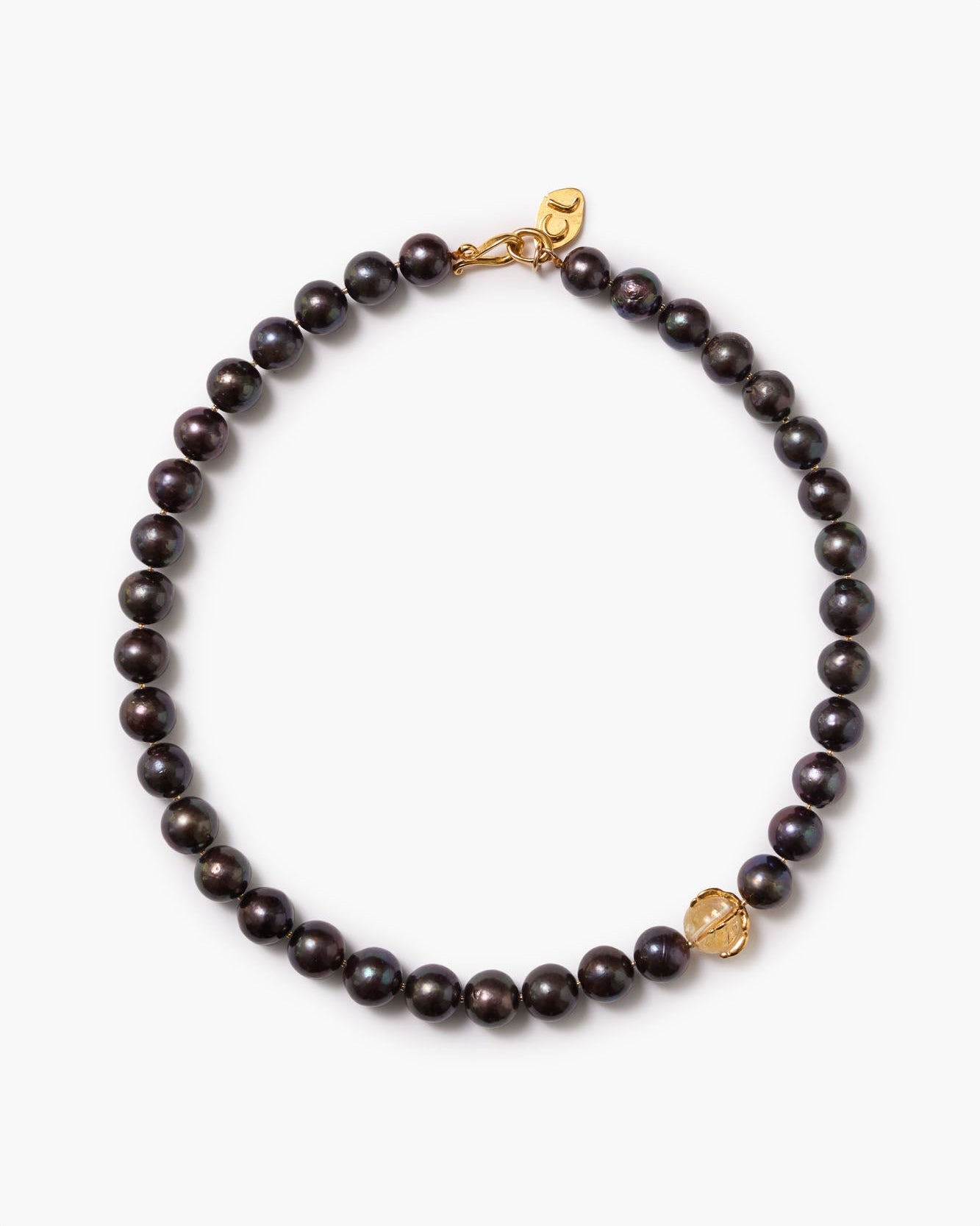 Ng-15189 18K gold plated sterling silver necklace with peacock freshwater pearls by CHAN LUU
