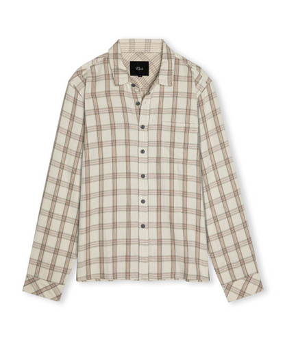 OWENS - OAT BULGUR SIENNA plaid long sleeve shirt in cotton by RAILS, Men's Long Sleeve Shirts HCO
