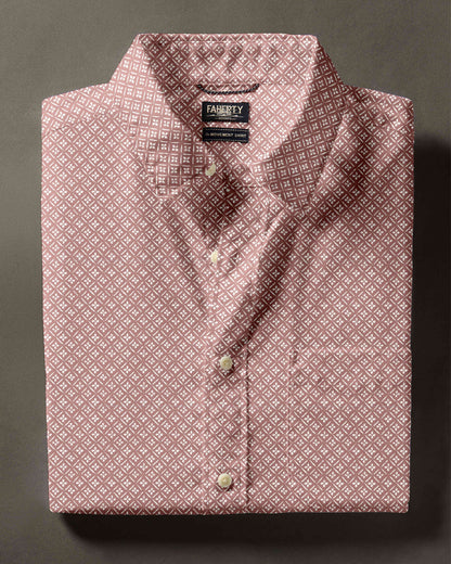 SS Movement Monterey Shirt - Sedona Petal Tile by FAHERTY, men's short sleeve shirt with floral geometric pattern
