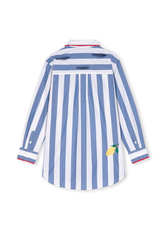 Elsa - Dolce Vita Embroidery striped shirt with stitched fish and lemon details by RAILS