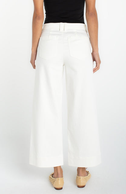 hr crop wide leg w/ welts 26' ins in ivory cotton, women's pants from Liverpool Los Angeles