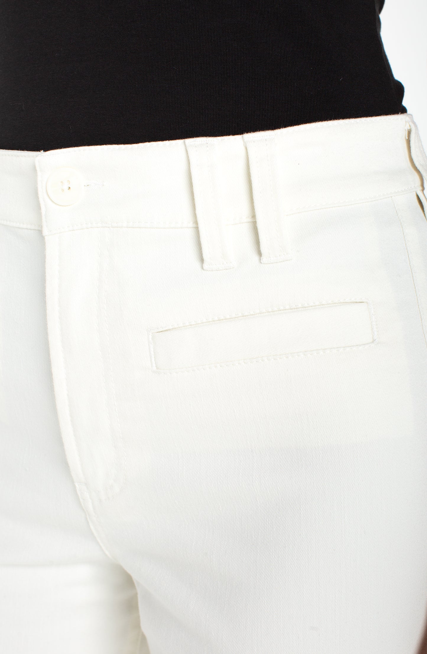 hr crop wide leg w/ welts 26' ins in ivory cotton by LIVERPOOL LOS ANGELES, women's pants
