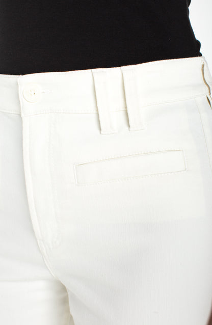 hr crop wide leg w/ welts 26' ins in ivory cotton by LIVERPOOL LOS ANGELES, women's pants