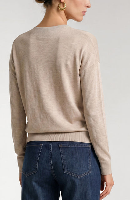 Long Sleeve Drape Neck Woven Sweater