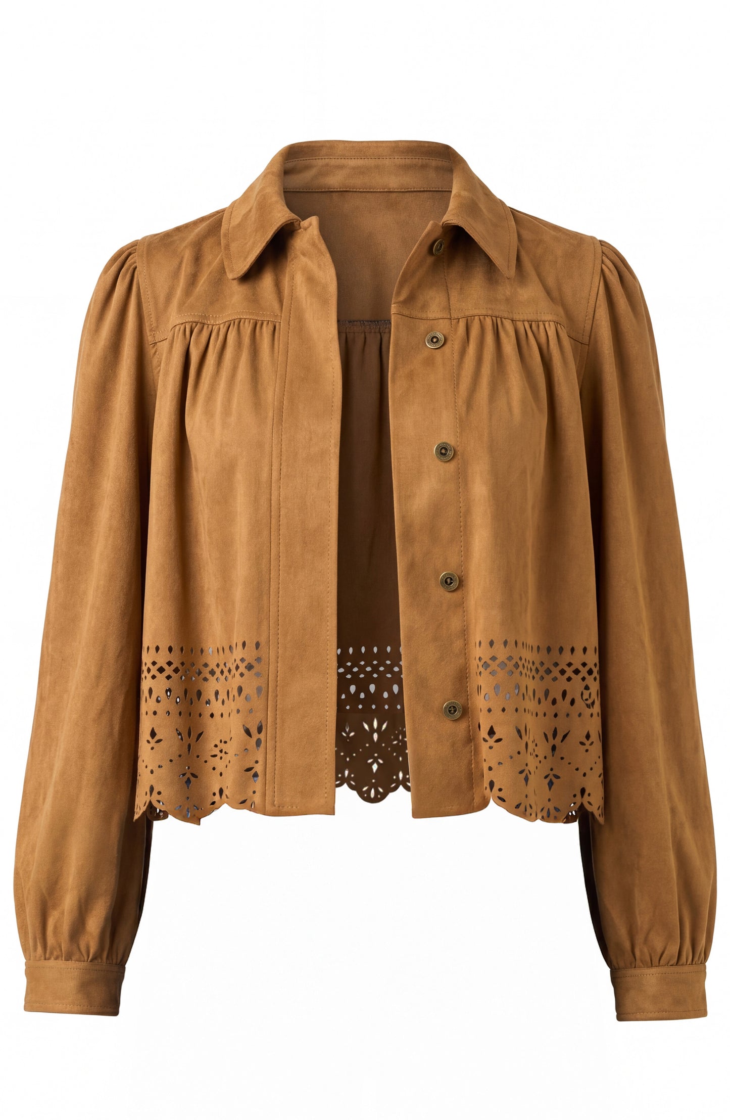 Puff Sleeve Jacket w/Laser Cut Hem