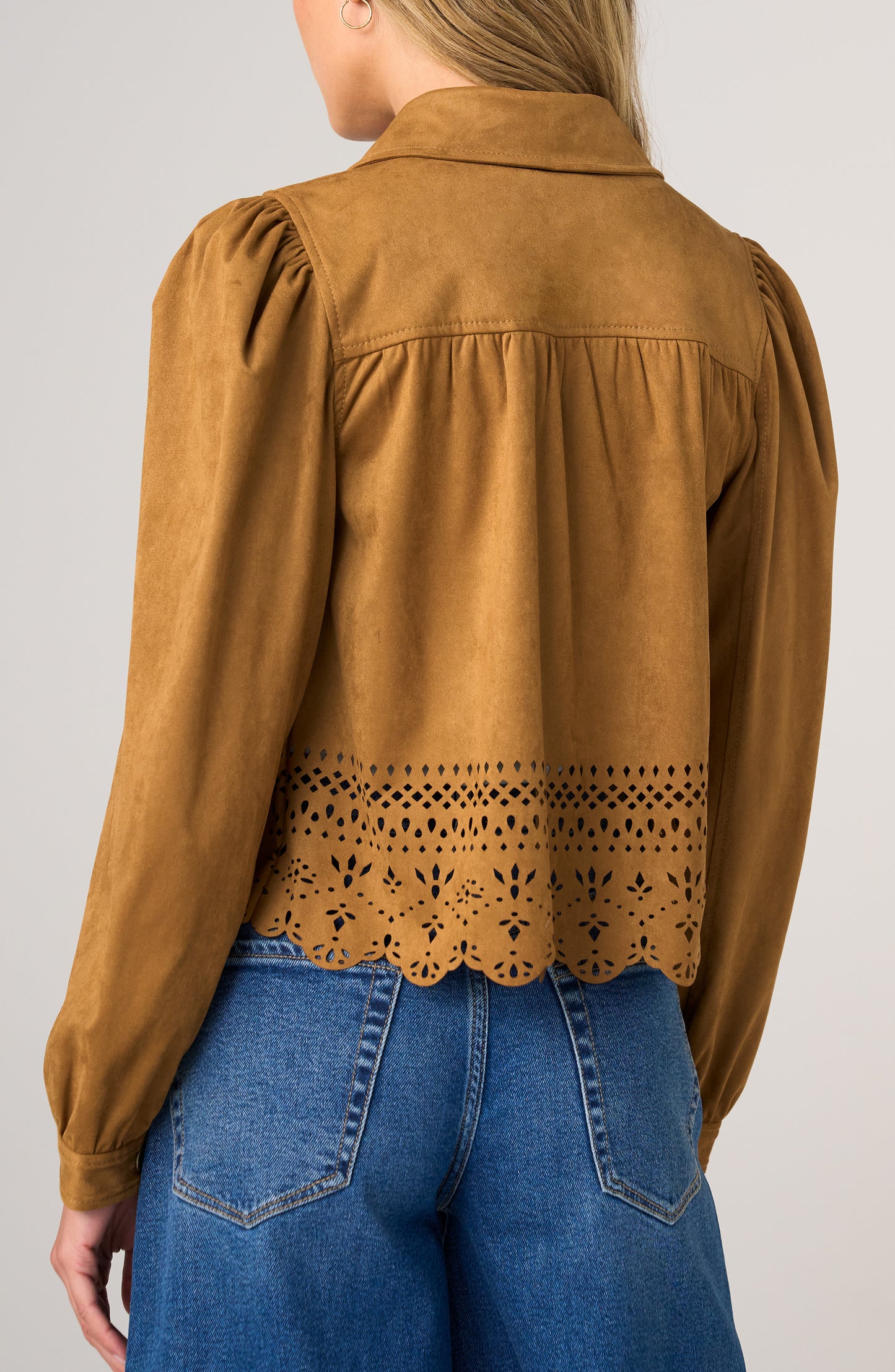 Puff Sleeve Jacket w/Laser Cut Hem