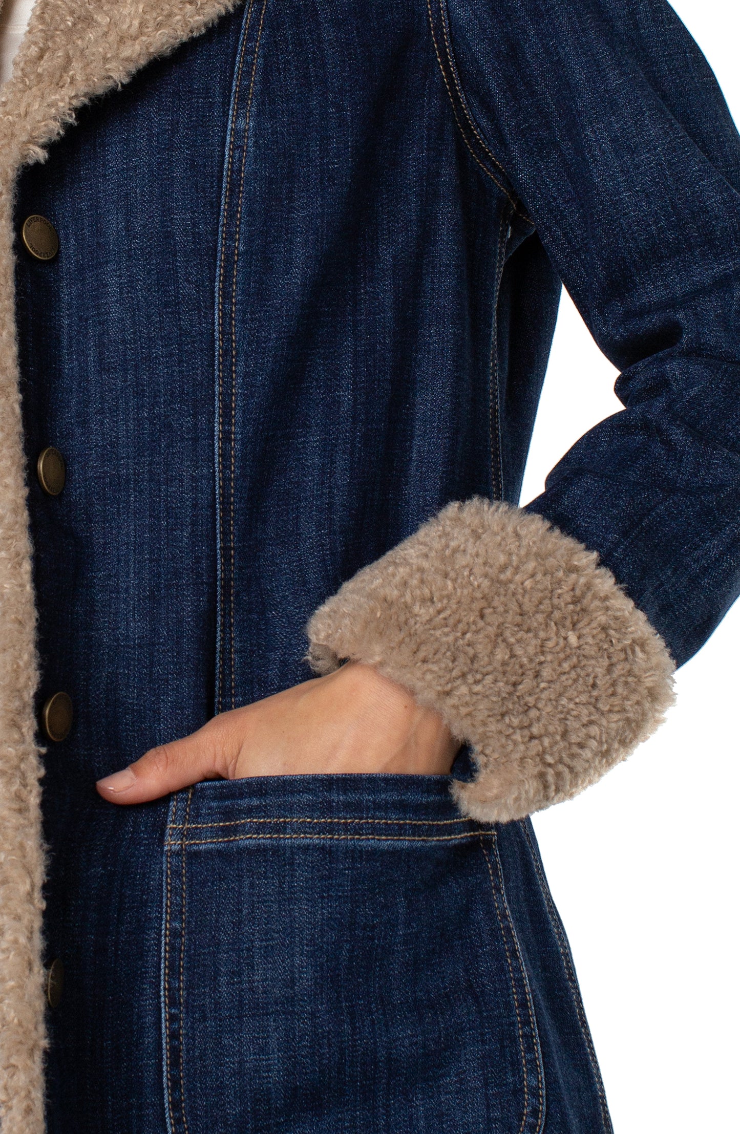 Sherpa Trimmed Notch Collar Jacket 38"