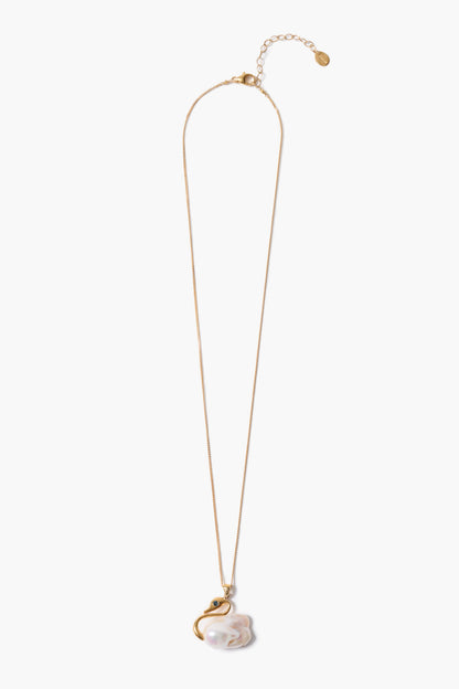 Swan Necklace White Pearl