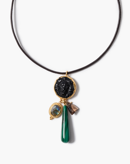 Leon Cord Necklace Black Obsidian