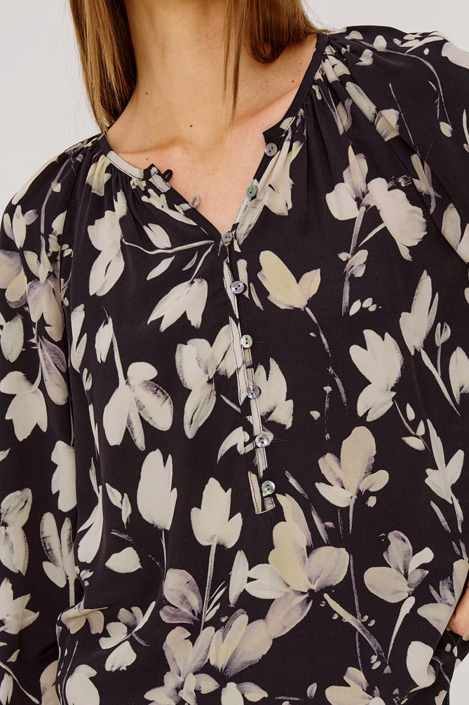 Indi - Sepia Meadow by RAILS, women's floral blouse with long sleeves