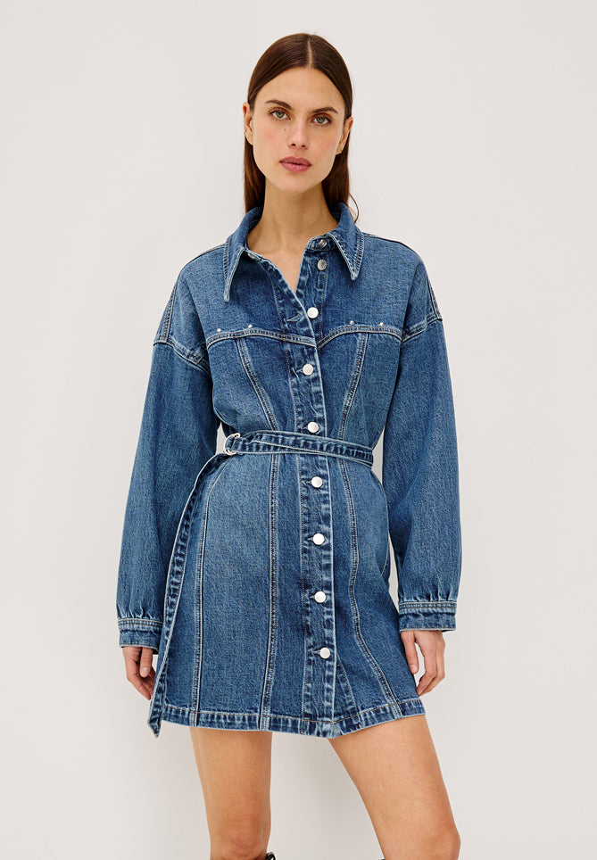 Montant - Blue Bonnet RAILS women's blue denim belted shirt dress
