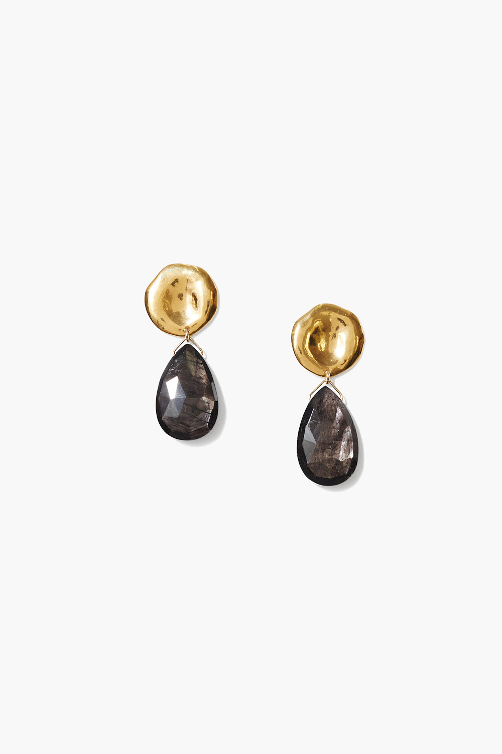 Faceted Teardrop 18K Gp Ss Coin Post Earring with white stone drop, CHAN LUU Women's Jewelry HCO