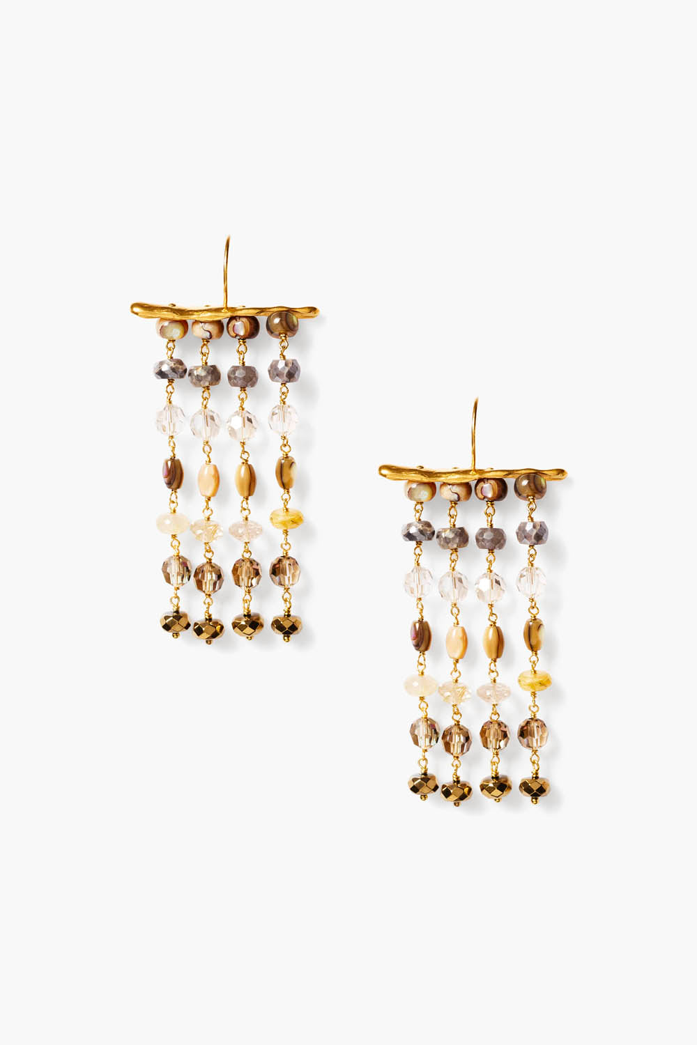 Contessa Earrings Multi Mix: blue teal purple red green bead drops on gold-tone hooks